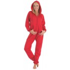 Schlafoverall Hausanzug Jogginganzug (Fleece) RED mit Kapuze